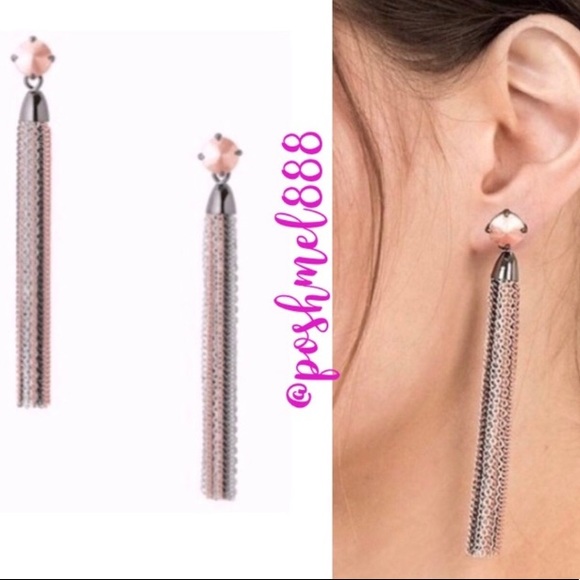 :: Stella & Dot [V] RoseGold+Black Fringe Earrings - Picture 8 of 8